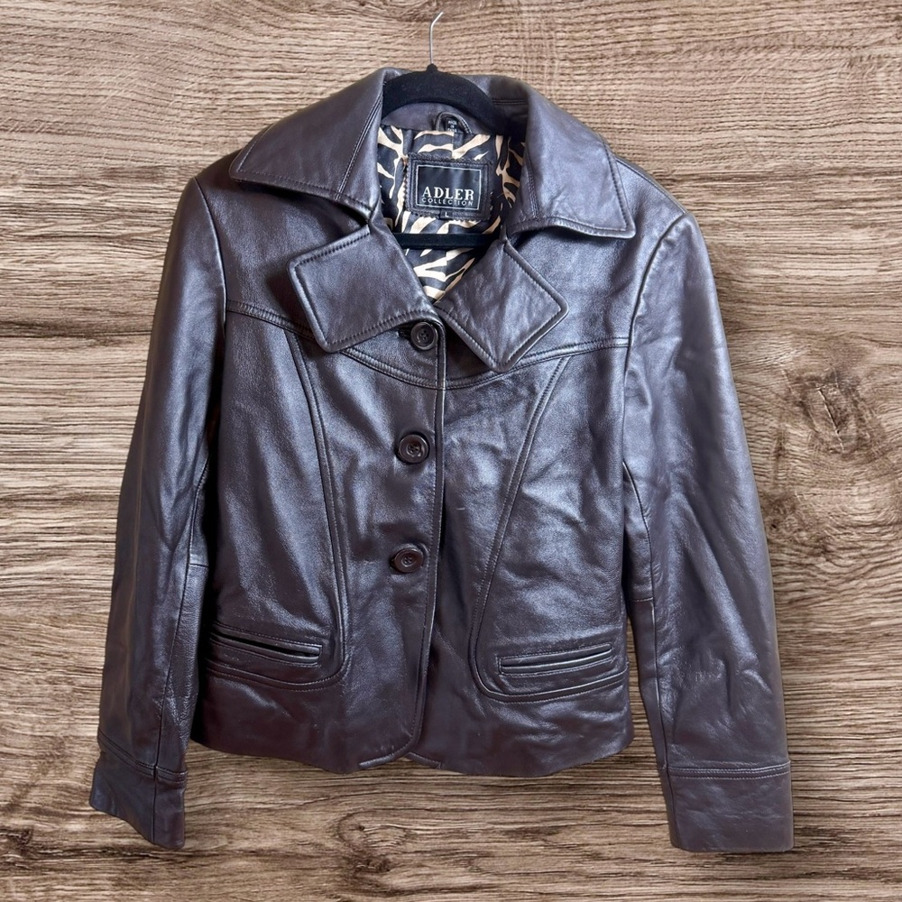 Vintage Adler Collection brown leather coat. Large 90s. Y2K